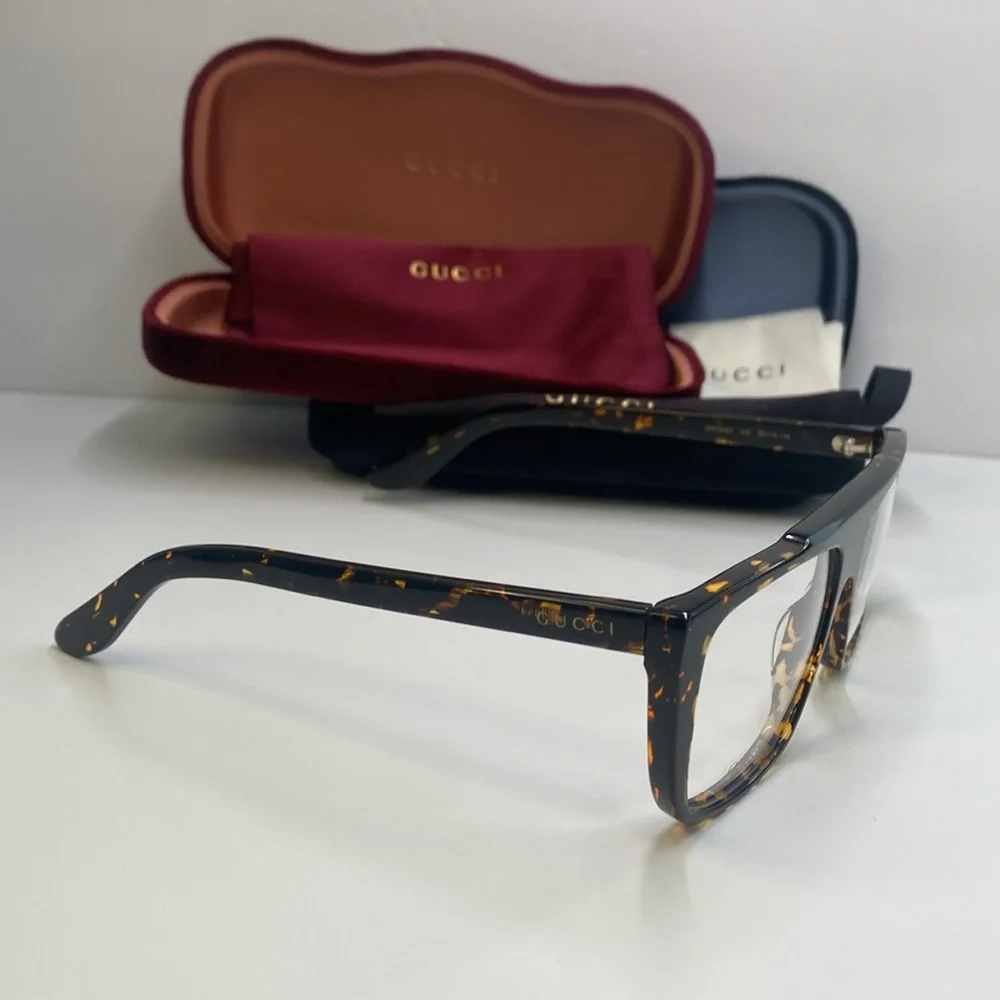New Authentic Gucci GG1040O 002 dark tortoise Eyeglasses